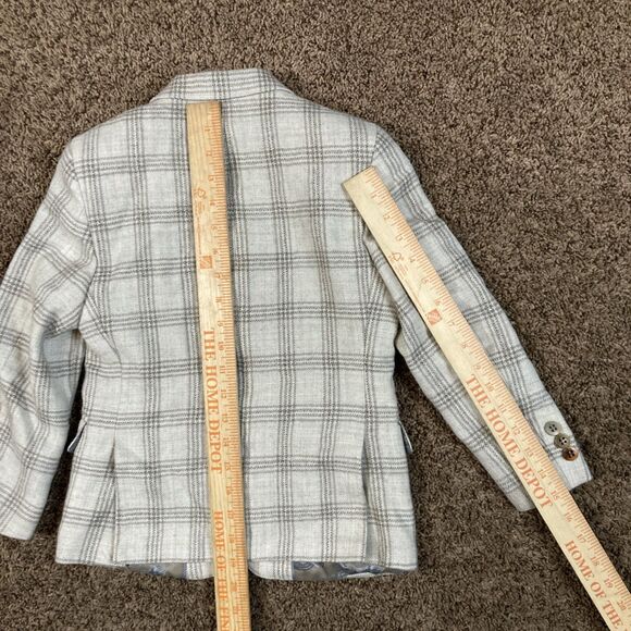 Tallia Boys Size 8 R Tan Plaid Wool Blazer Jacket Button Closure Plaid Coat - Picture 8 of 11